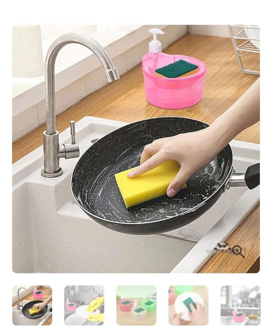 ✨Double Layer 2 in 1 Liquid soap Dispenser with Pump and Sponge🧴🧽