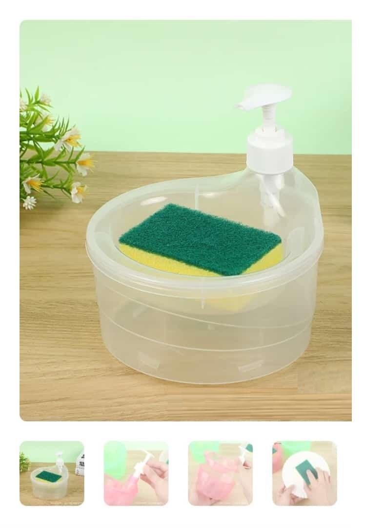 ✨Double Layer 2 in 1 Liquid soap Dispenser with Pump and Sponge🧴🧽