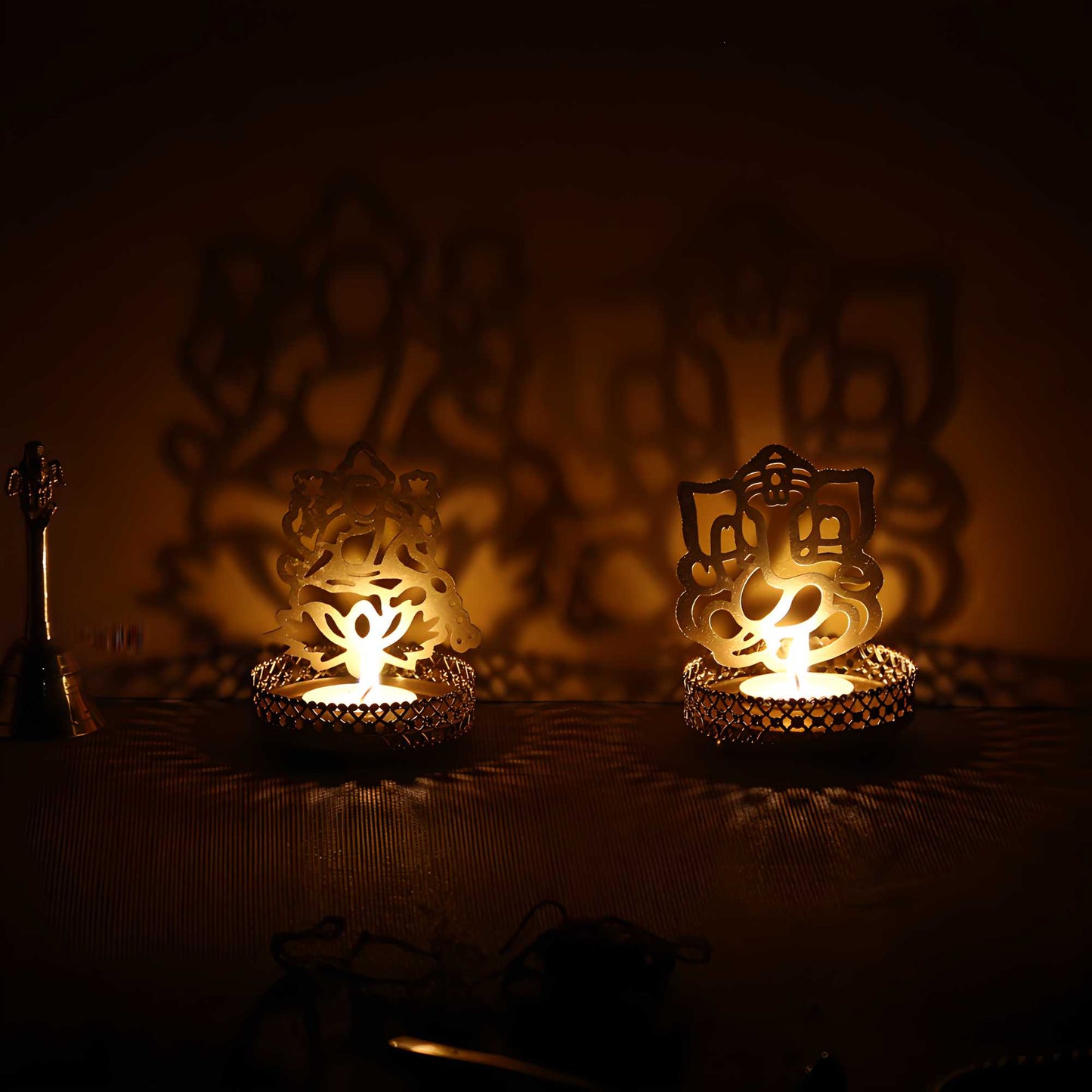🪔Lord Ganesha and Laxmi Shadow Tea Light Holder✨
