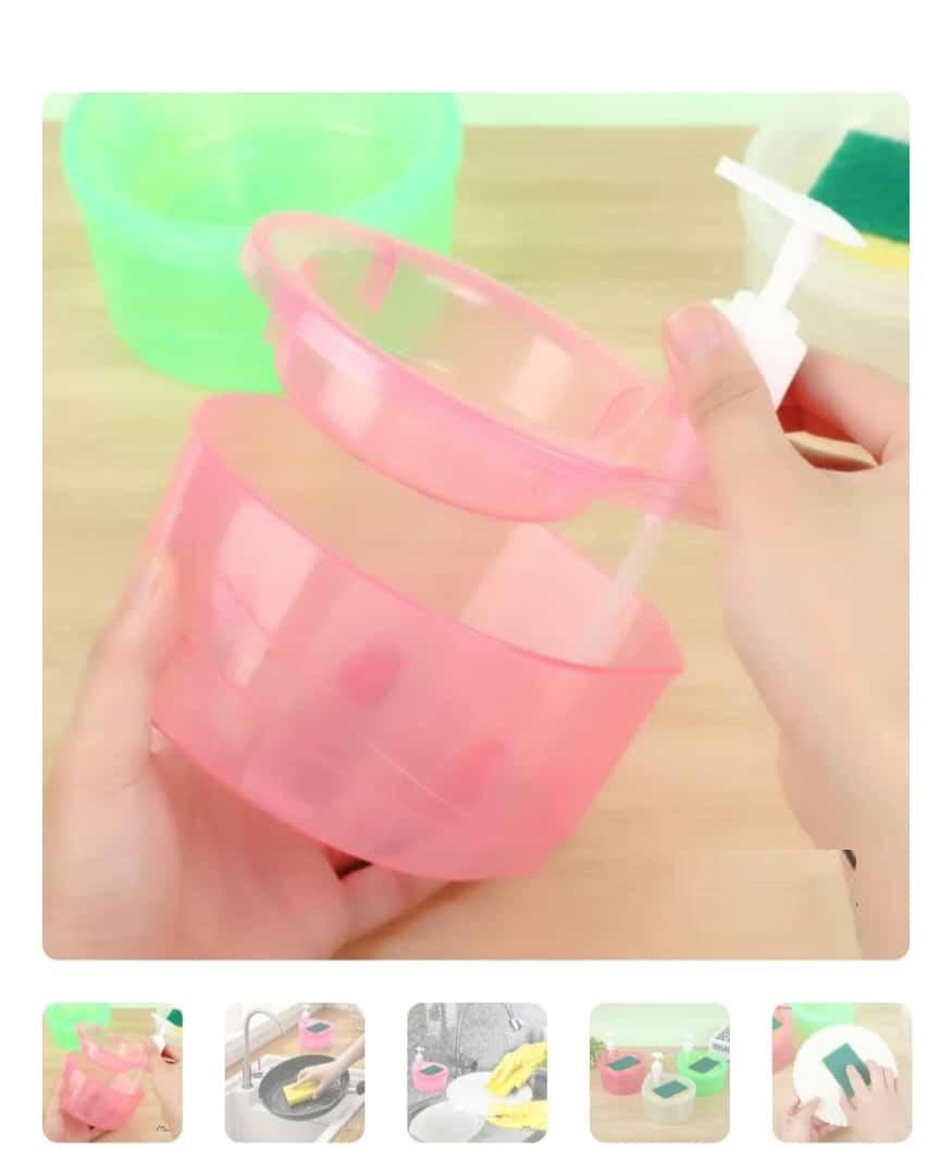 ✨Double Layer 2 in 1 Liquid soap Dispenser with Pump and Sponge🧴🧽