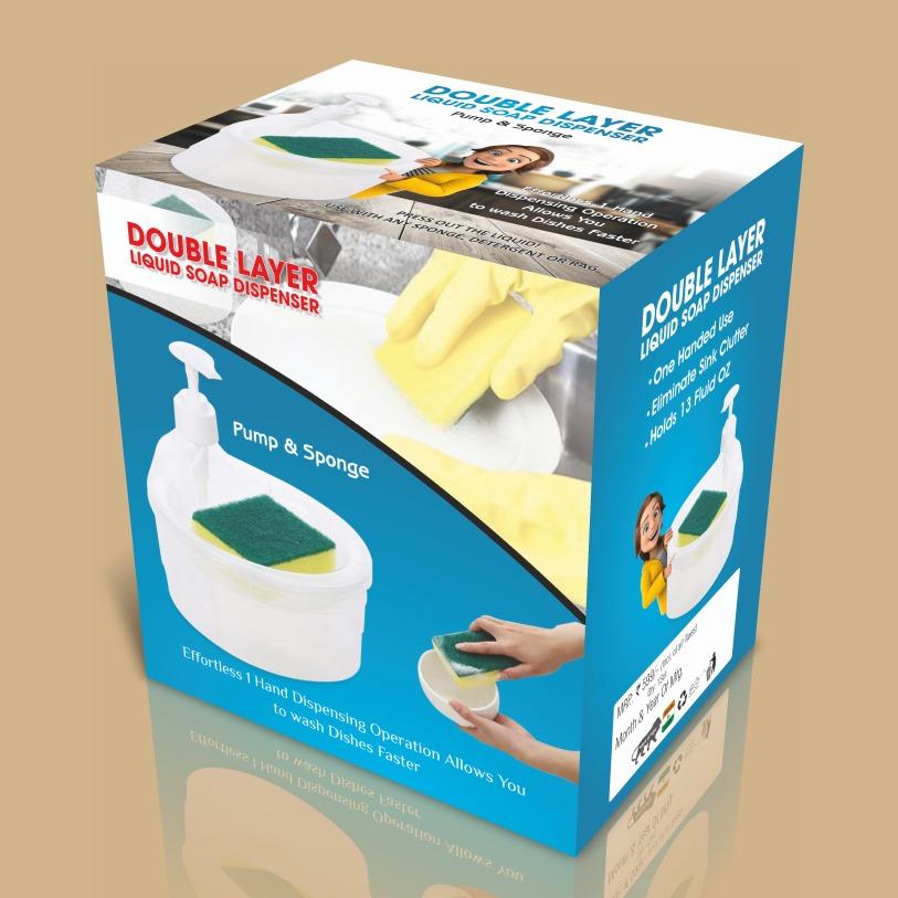 ✨Double Layer 2 in 1 Liquid soap Dispenser with Pump and Sponge🧴🧽