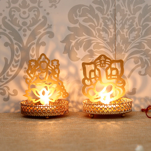 🪔Lord Ganesha and Laxmi Shadow Tea Light Holder✨