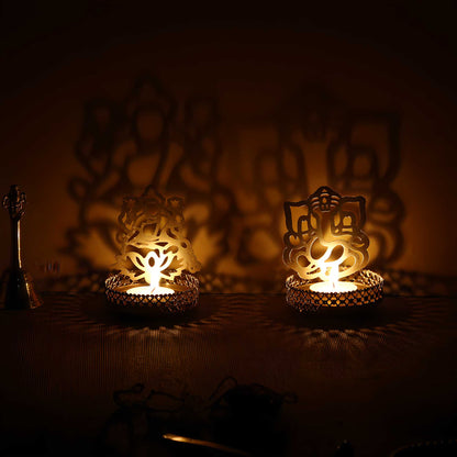 🪔Lord Ganesha and Laxmi Shadow Tea Light Holder✨