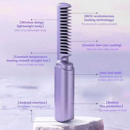💇Rechargeable Hot Comb Hair Straightener✨